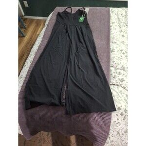 NWT XL Blk Halara Women’s Backless Side Invisible Zip Pocket Wide Leg Jumpsuit